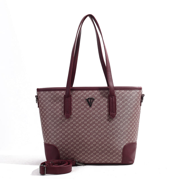 Large Two-Tone Monogram Tote Shoulder Bag