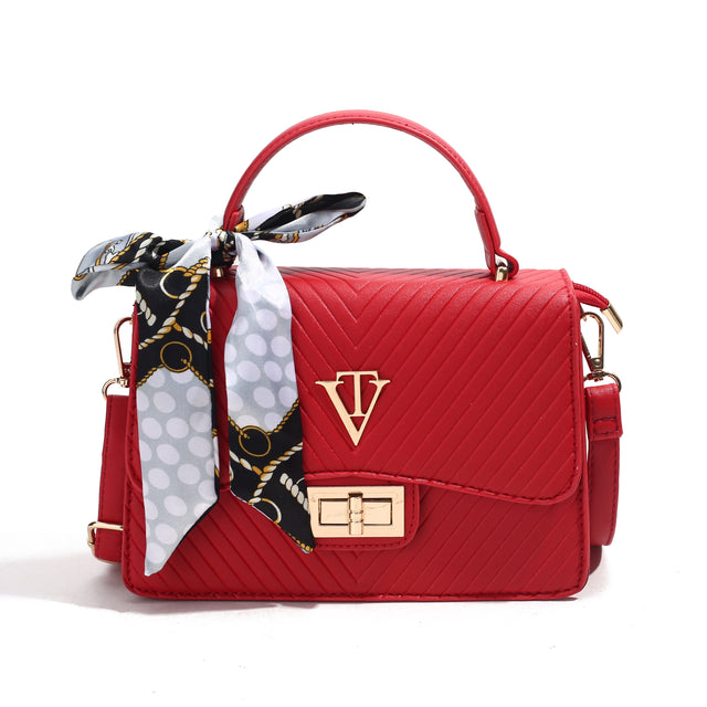 Quilted Flap Sling Bag with Lock & Scarf