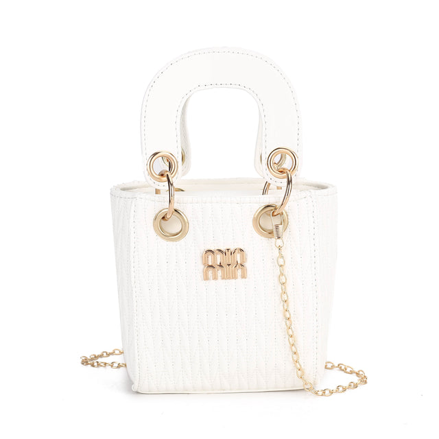 Textured Mini Bucket Handle Bag