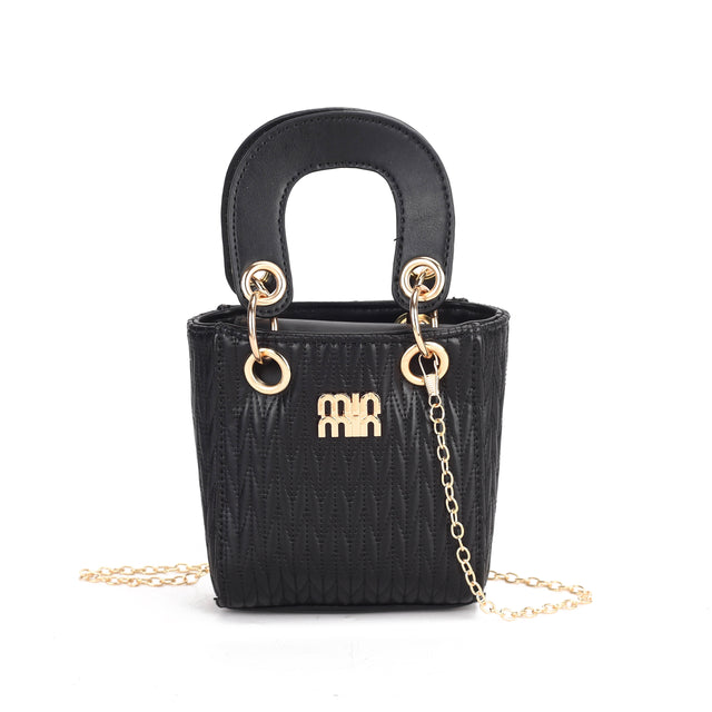 Textured Mini Bucket Handle Bag