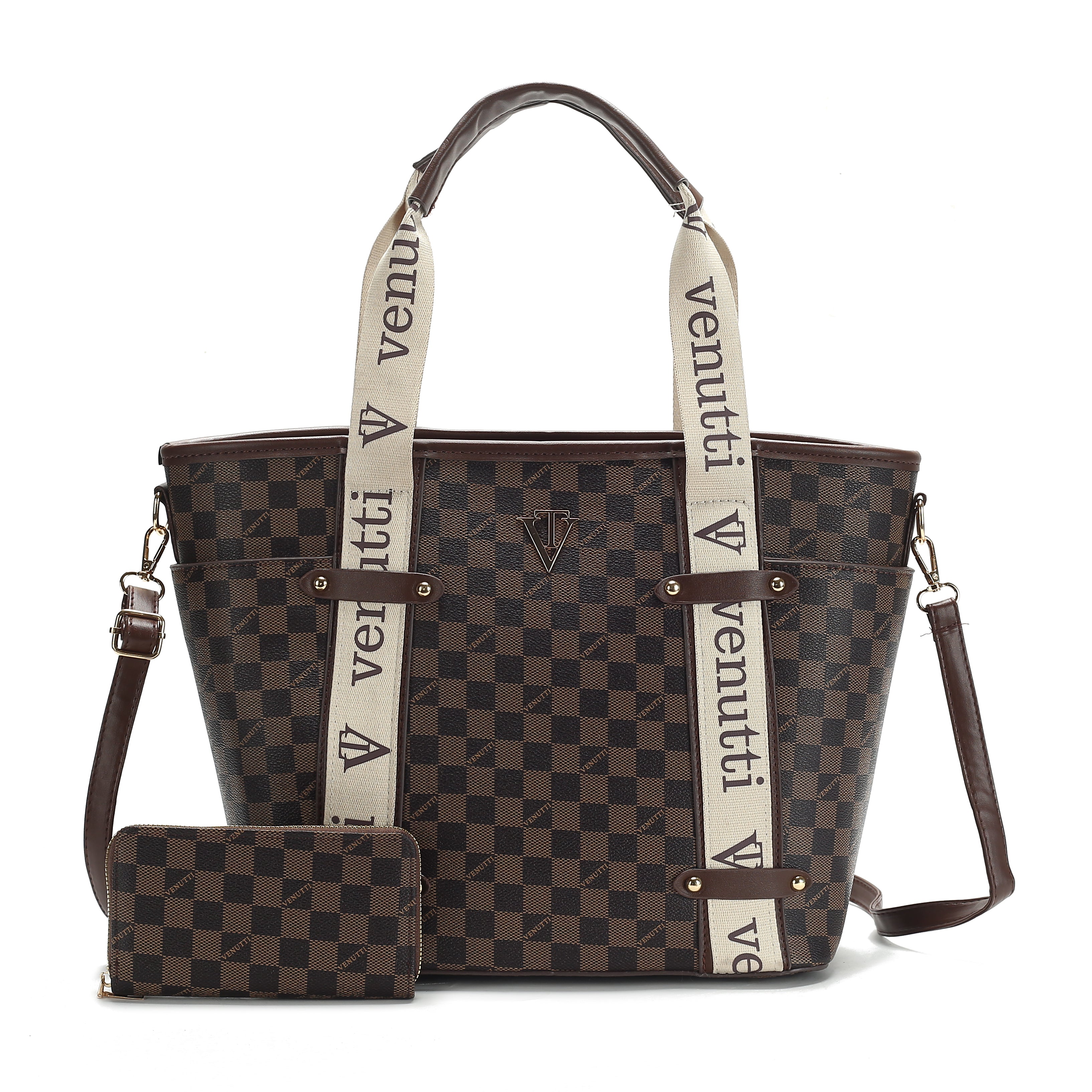 Strap Monogram Tote Bag with Wallet