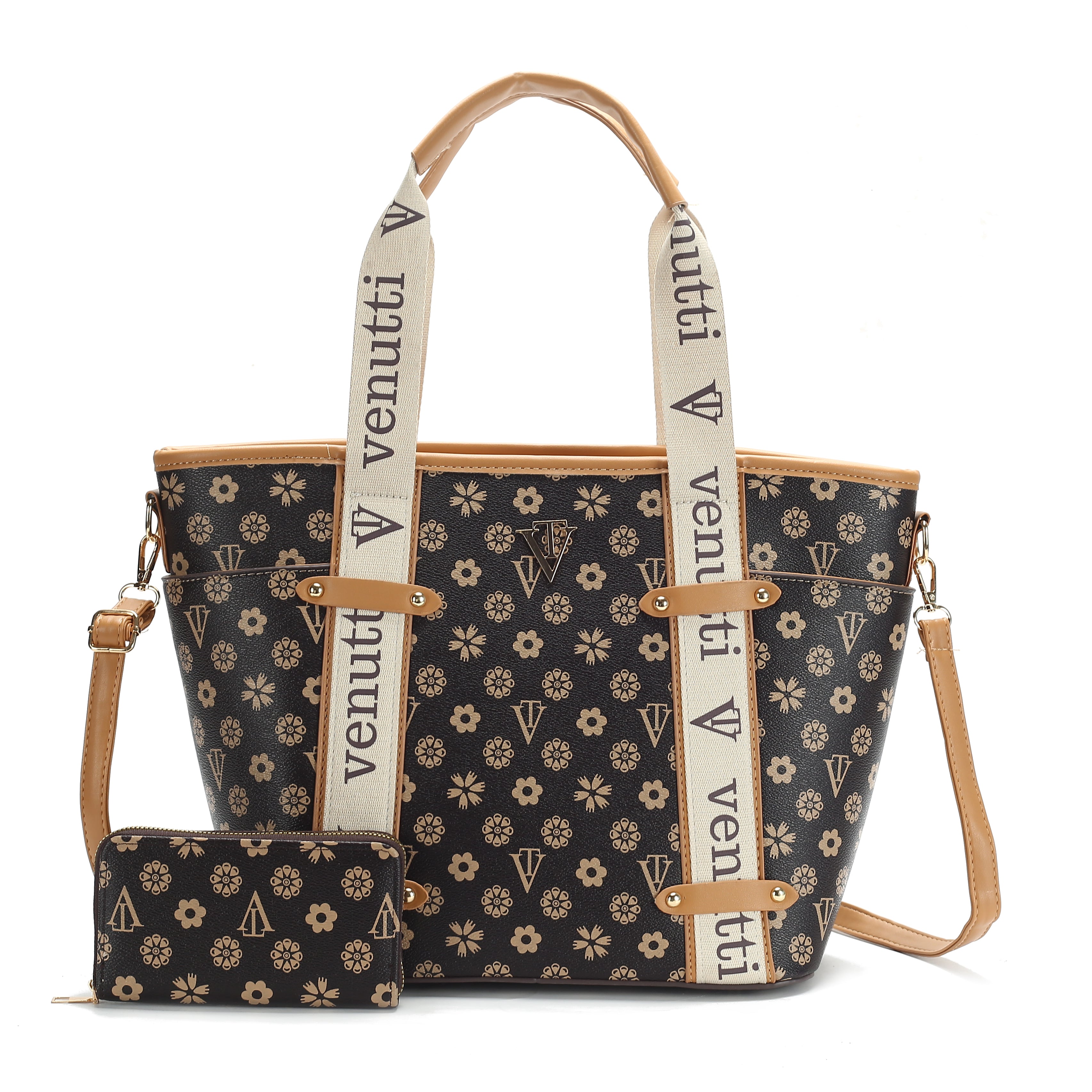 Strap Monogram Tote Bag with Wallet