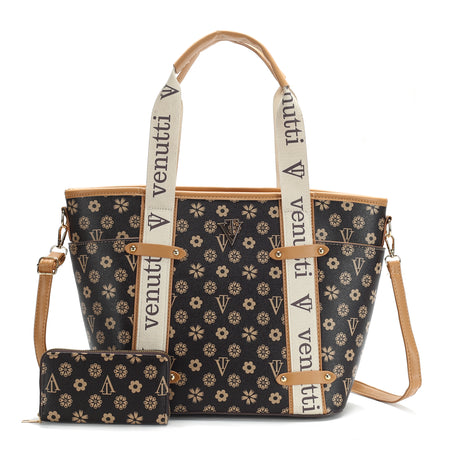 Strap Monogram Tote Bag with Wallet