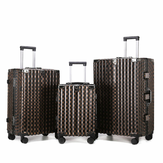 Brown Hardshell Checker 3pcs Traveling Set