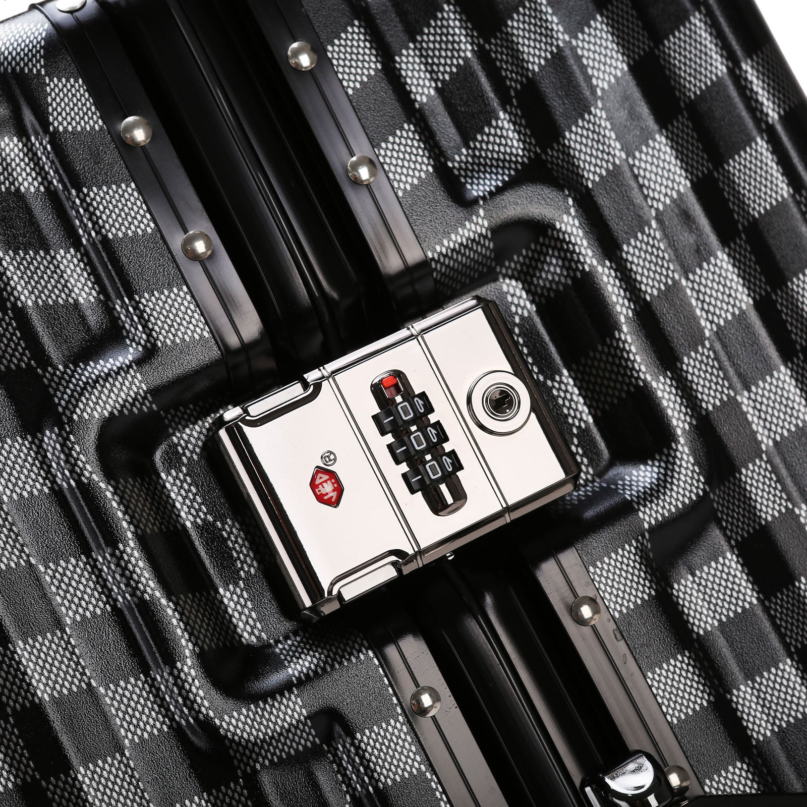 Black Hardshell Checker 4pcs Traveling Set