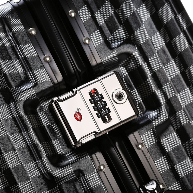 Black Hardshell Checker 4pcs Traveling Set