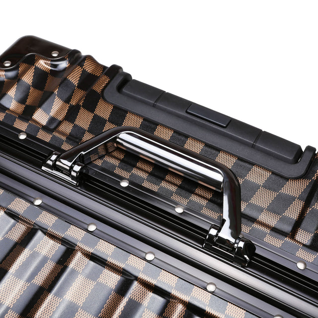 Brown Hardshell Checker 3pcs Traveling Set