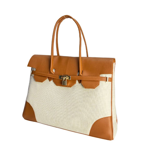 PERSONALISED SIGNATURE CANVAS BAG-BROWN