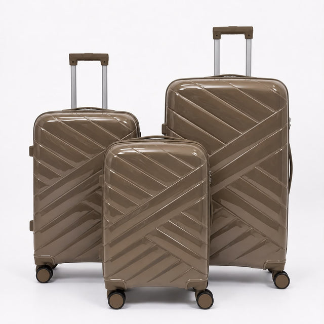 Brown Verona 3-Piece Lightweight Luggage Set