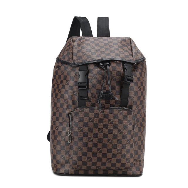 Wood Log Checker Print Backpack