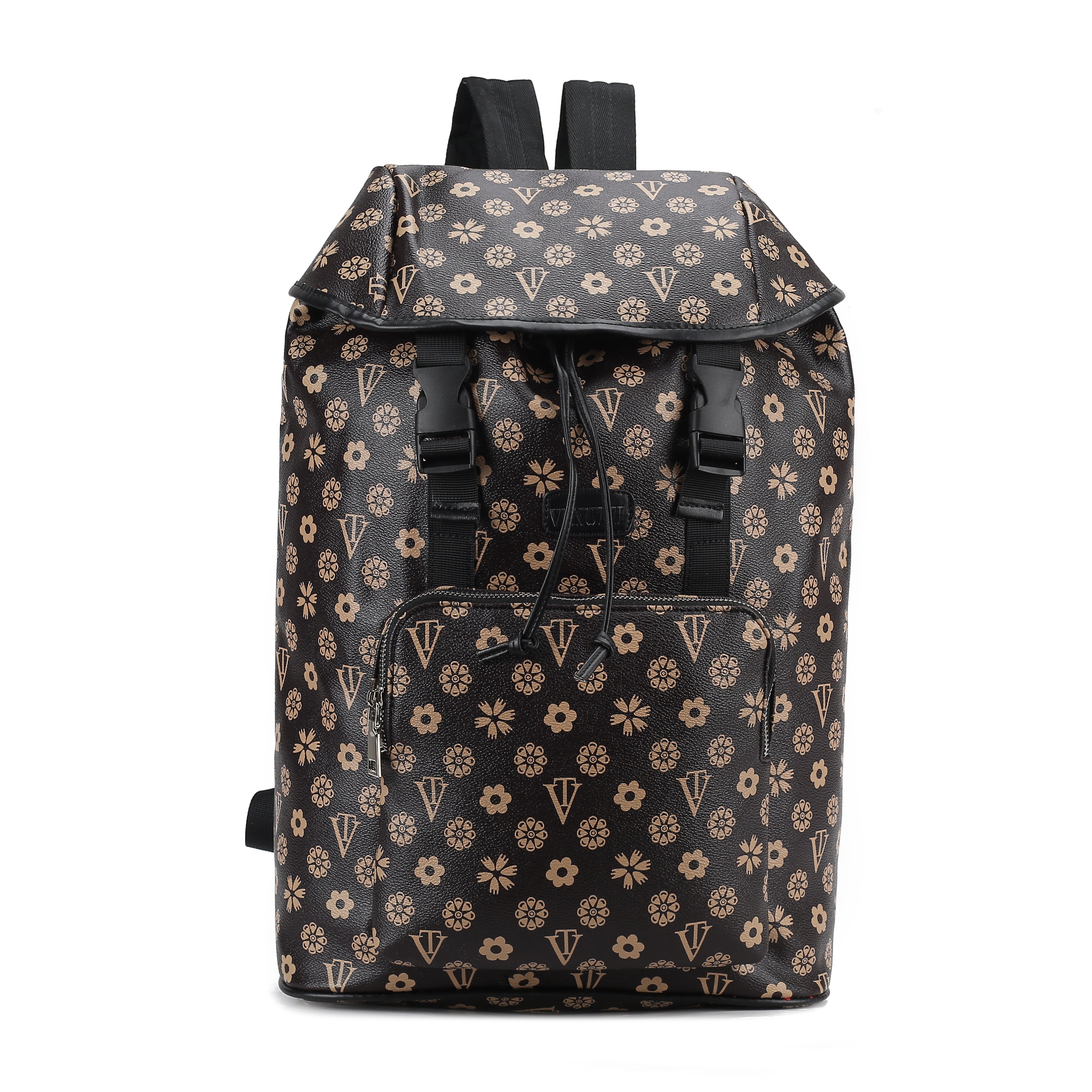 Wood Log Checker Print Backpack
