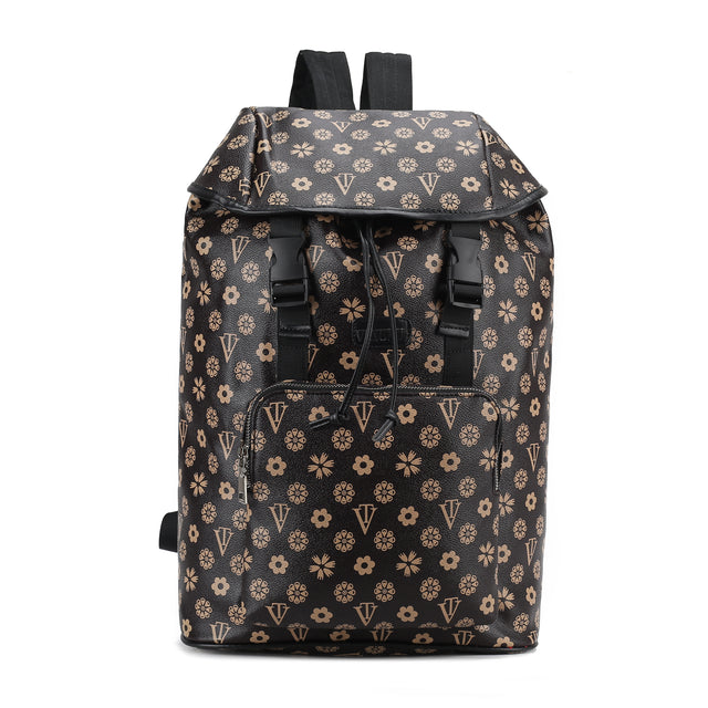 Wood Log Checker Print Backpack