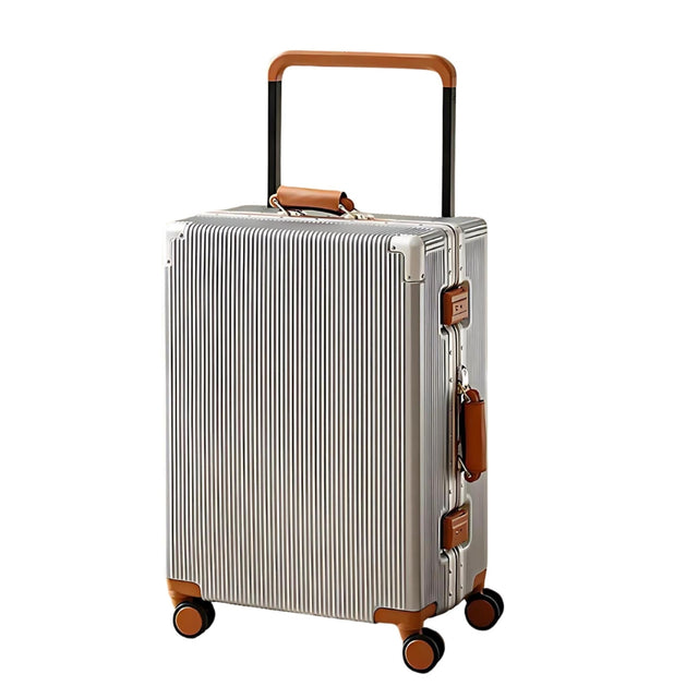 Silver Retro wide Handle Cabin Trolley