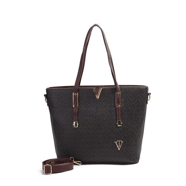Monogram Large Structured Tote Shoulder Bag