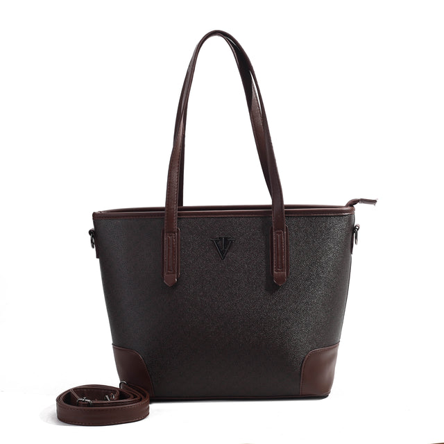 Large Two-Tone Monogram Tote Shoulder Bag