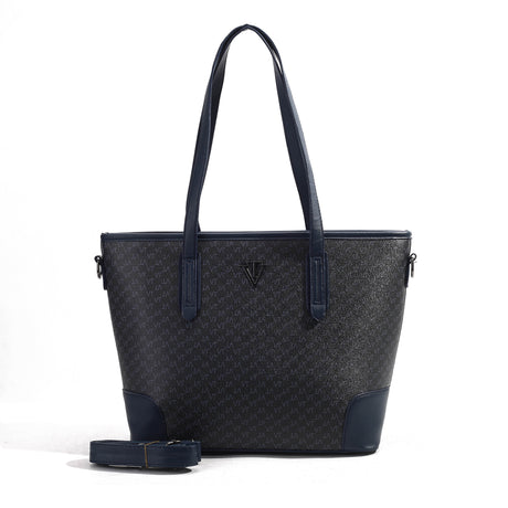 Large Two-Tone Monogram Tote Shoulder Bag