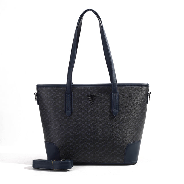 Large Two-Tone Monogram Tote Shoulder Bag