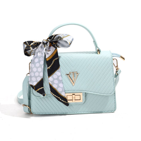 Quilted Flap Sling Bag with Lock & Scarf