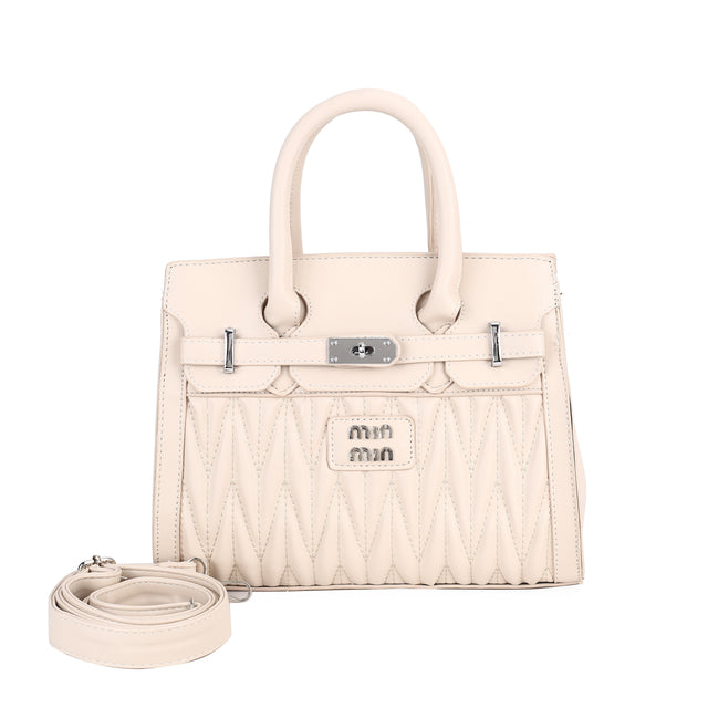 Quilted Structured Tote Handbag