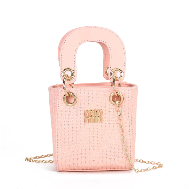 Textured Mini Bucket Handle Bag