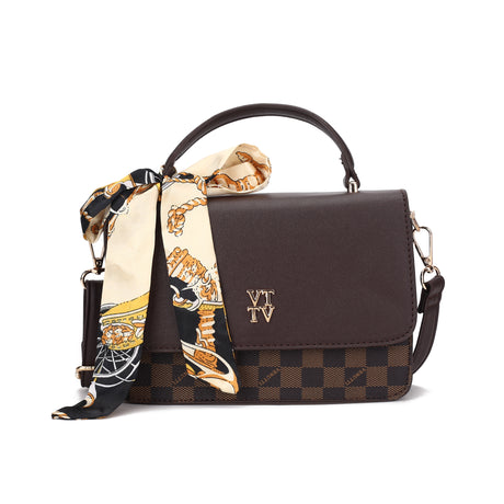 Printed Top-Handle Sling Bag with Scarf