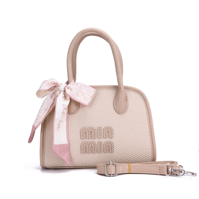 Textured Bow Top Handle Crossbody Handbag