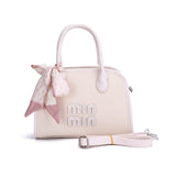 Textured Bow Top Handle Crossbody Handbag