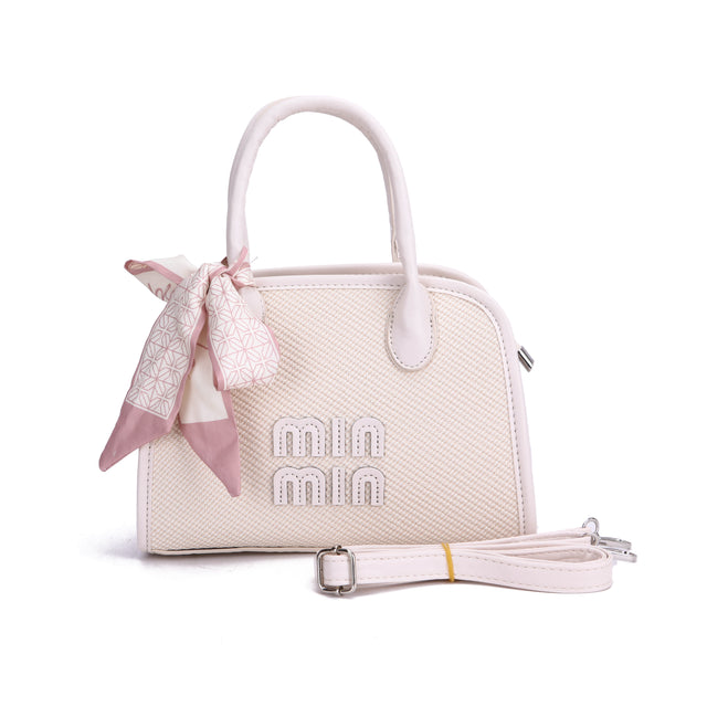 Textured Bow Top Handle Crossbody Handbag