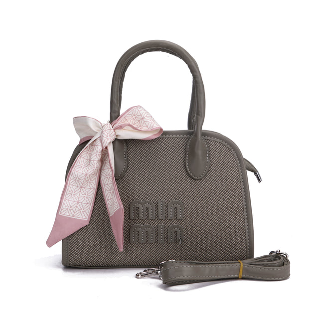 Textured Bow Top Handle Crossbody Handbag