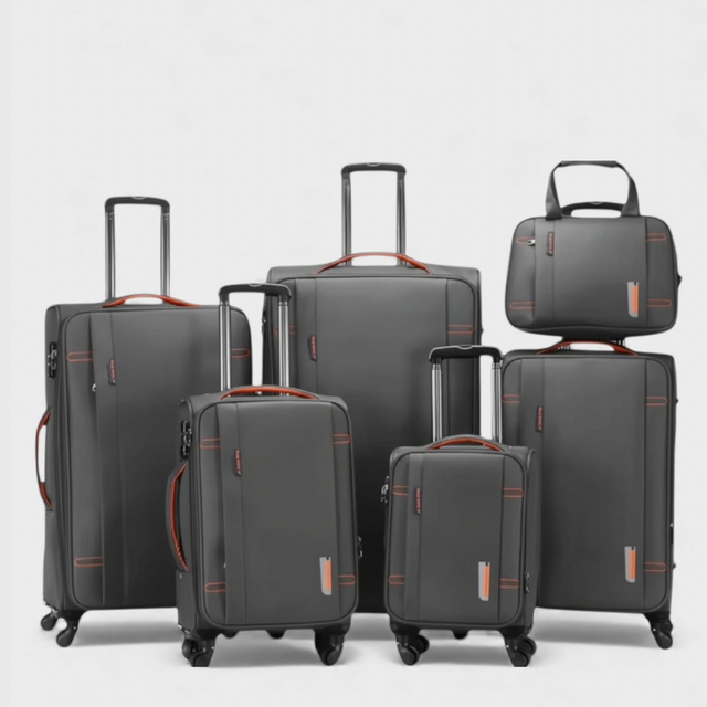 Gray 6pcs Softside Spinner Traveling Luggage Set