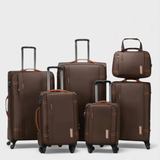 Brown 6pcs Softside Spinner Traveling Luggage Set