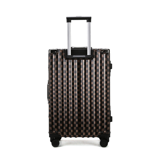 Brown Hardshell Checker 4pcs Traveling Set