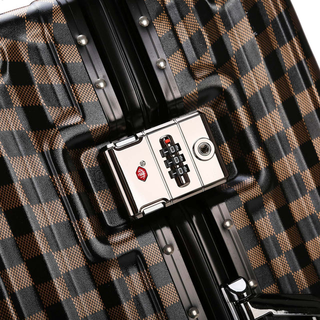 Brown Hardshell Checker 4pcs Traveling Set