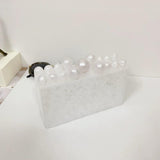 White Marble Texture Glittery Clutch Bag