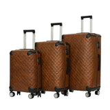 Brown Leather Classic Embossed 3pcs Traveling Set