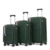 Dark Green PP+PC front opening 3pcs trolley set