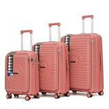 Pink PP+PC front opening 3pcs trolley set