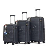 Dark Blue PP+PC front opening 3pcs trolley set