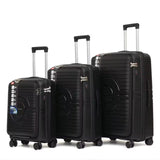 Black PP+PC front opening 3pcs trolley set