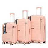 Baby Pink PP+PC front opening 3pcs trolley set