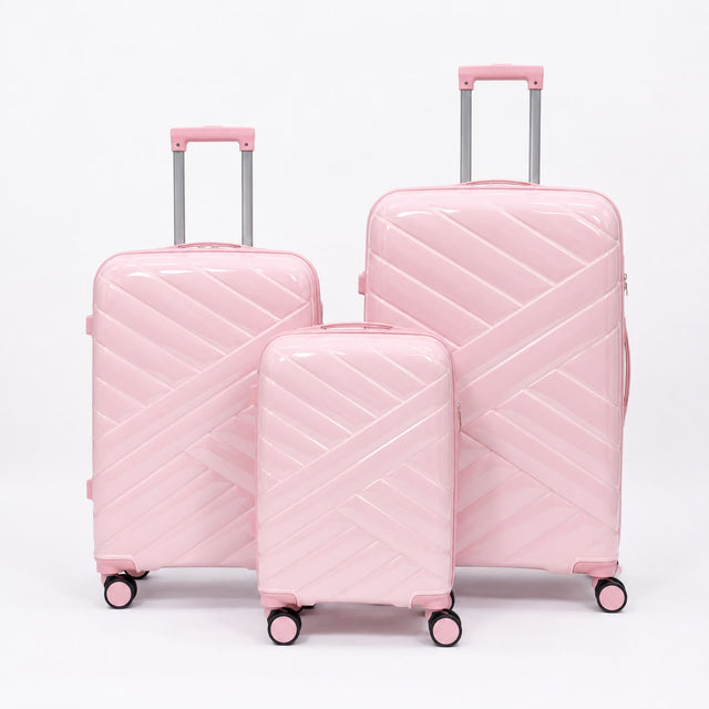 Pink Verona 3-Piece Lightweight Luggage Set