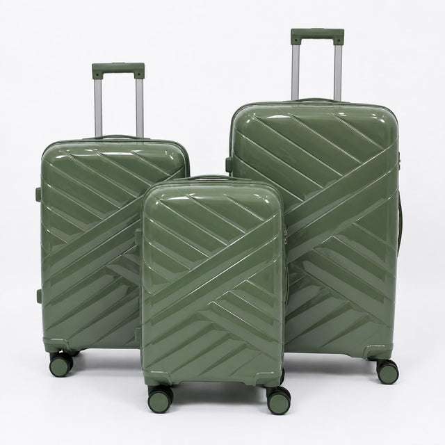Green Verona 3-Piece Lightweight Luggage Set
