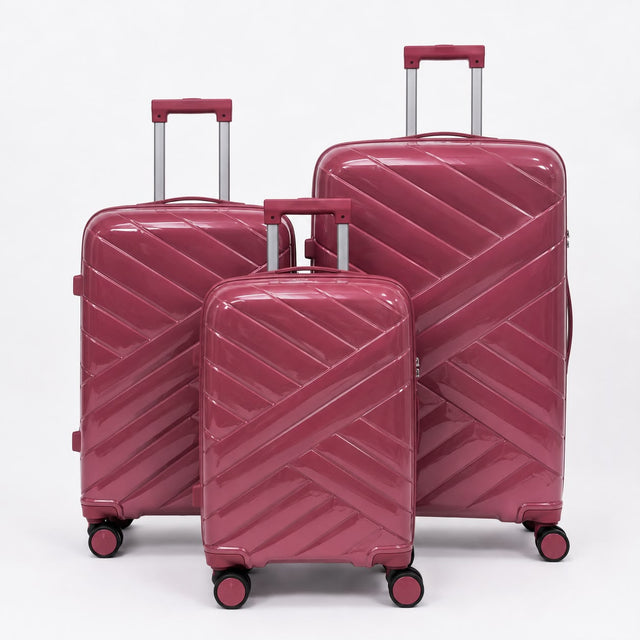 Dark Pink Verona 3-Piece Lightweight Luggage Set