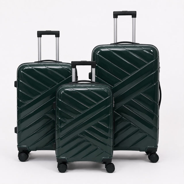 Dark Green Verona 3-Piece Lightweight Luggage Set