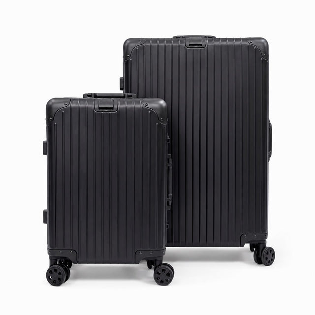 Full aluminum Black 2pcs luggage combo