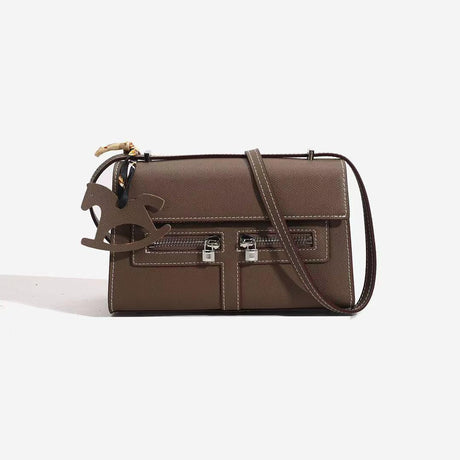 Luxe Leather Zip-Front Sling Bag