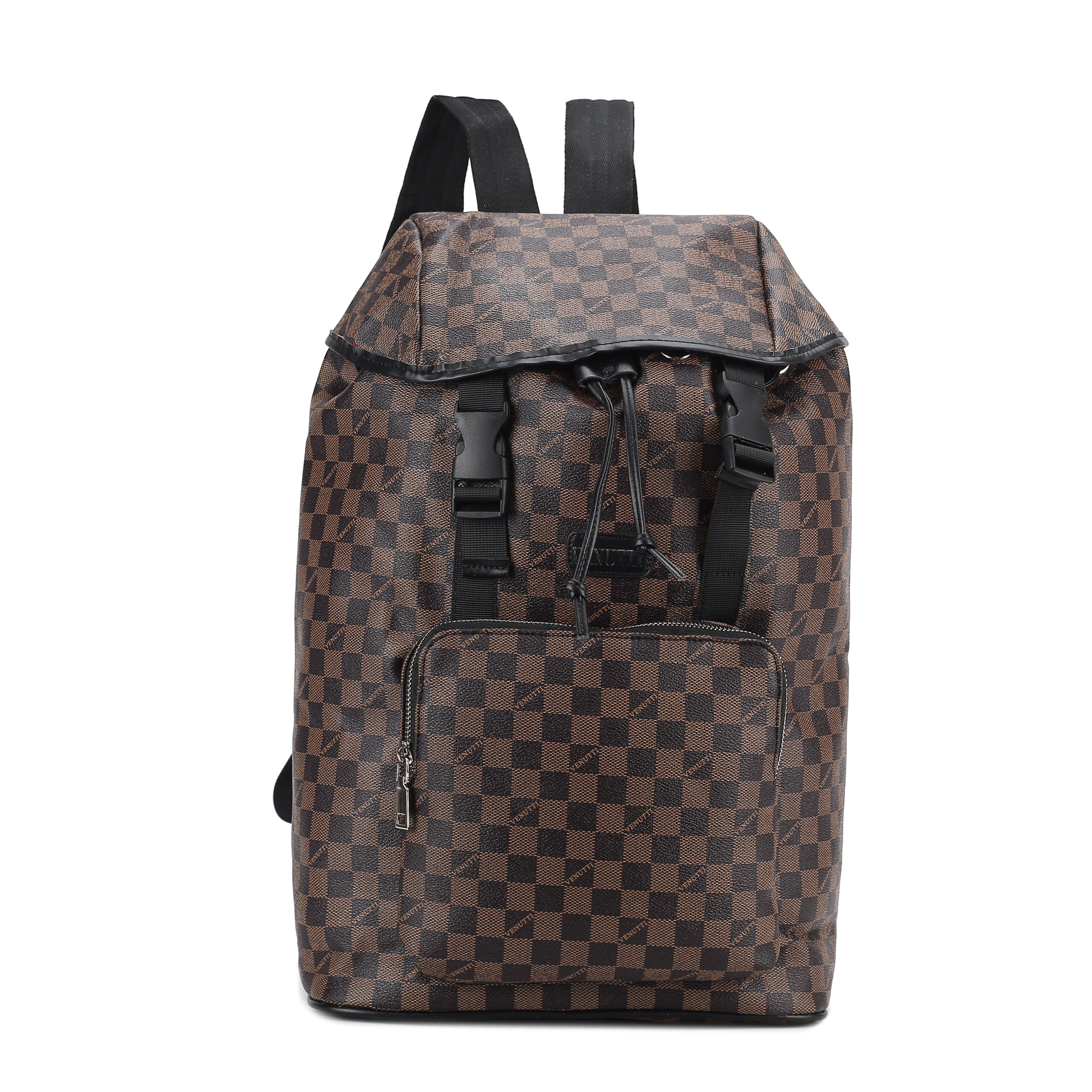 Wood Log Checker Print Backpack